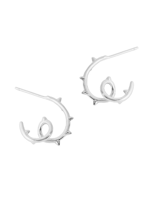 Silver [with pure Tremella plug] 925 Sterling Silver Irregular Minimalist Stud Earring
